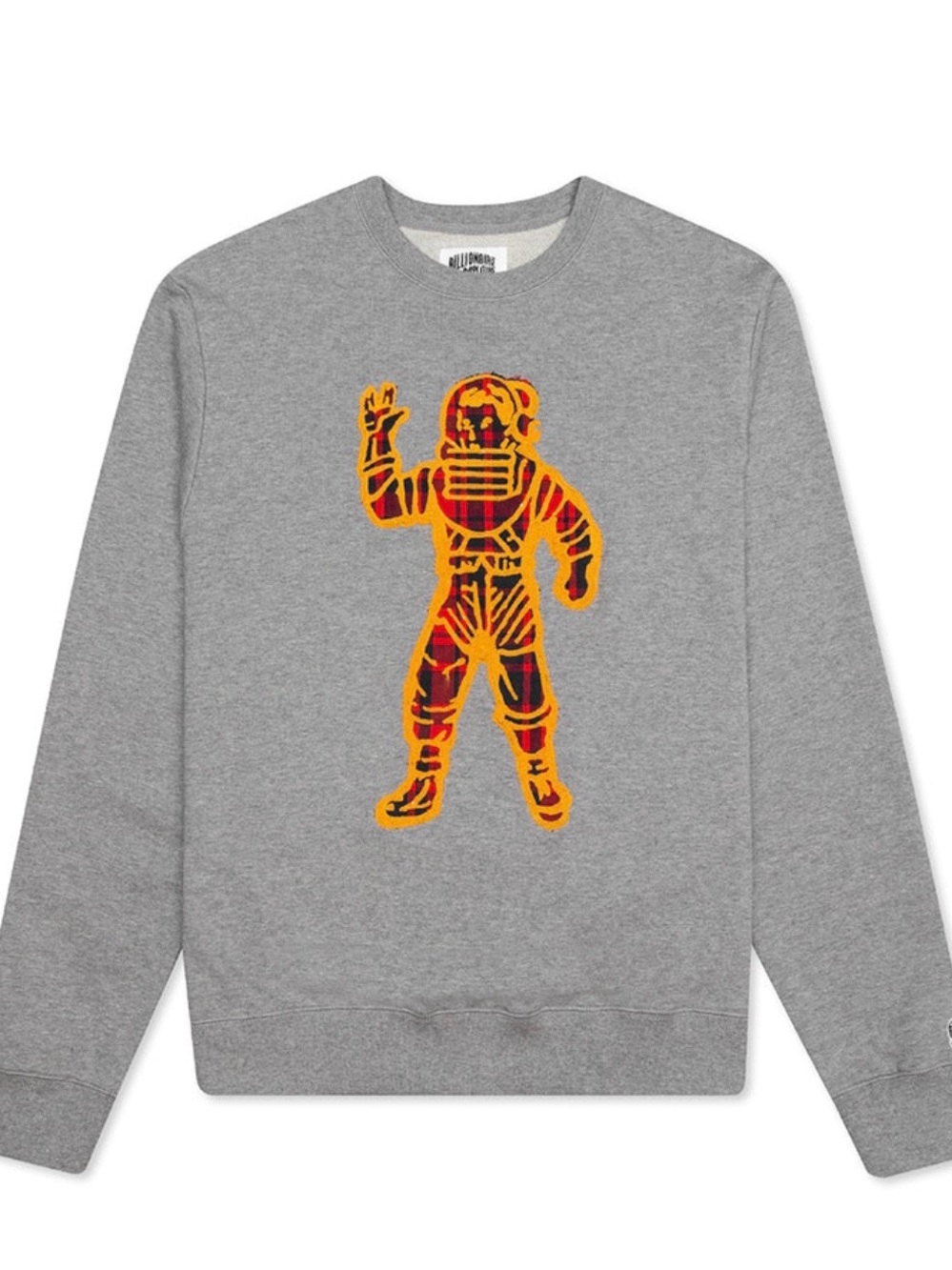 Billionaire Boys Club BBC Gray Crewneck Sweatshirt Plaid Orange Red Astronaut